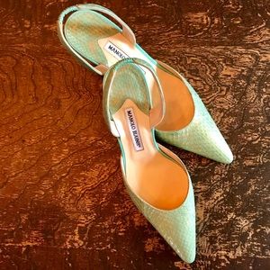 MANOLO BLAHNIK SNAKESKIN CAROLYNE PUMPS